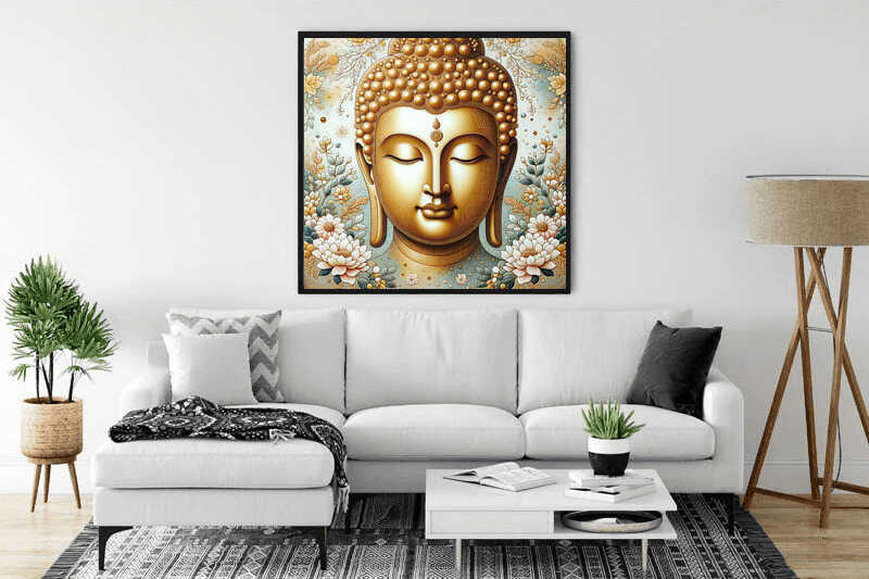 Buddha head and statue — Diamond Painting Kit, product view 2