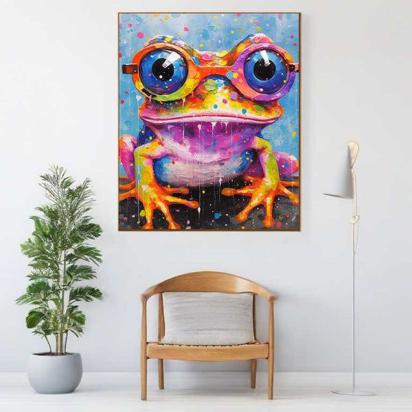 Colorful Frog in Oversized Glasses — Diamond Painting Kit, product view 2