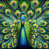 Peacock in Green and Blue — Diamond Painting Kit design