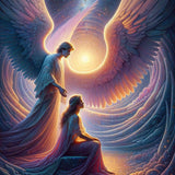 Woman with guardian angel — Diamond Painting Kit design