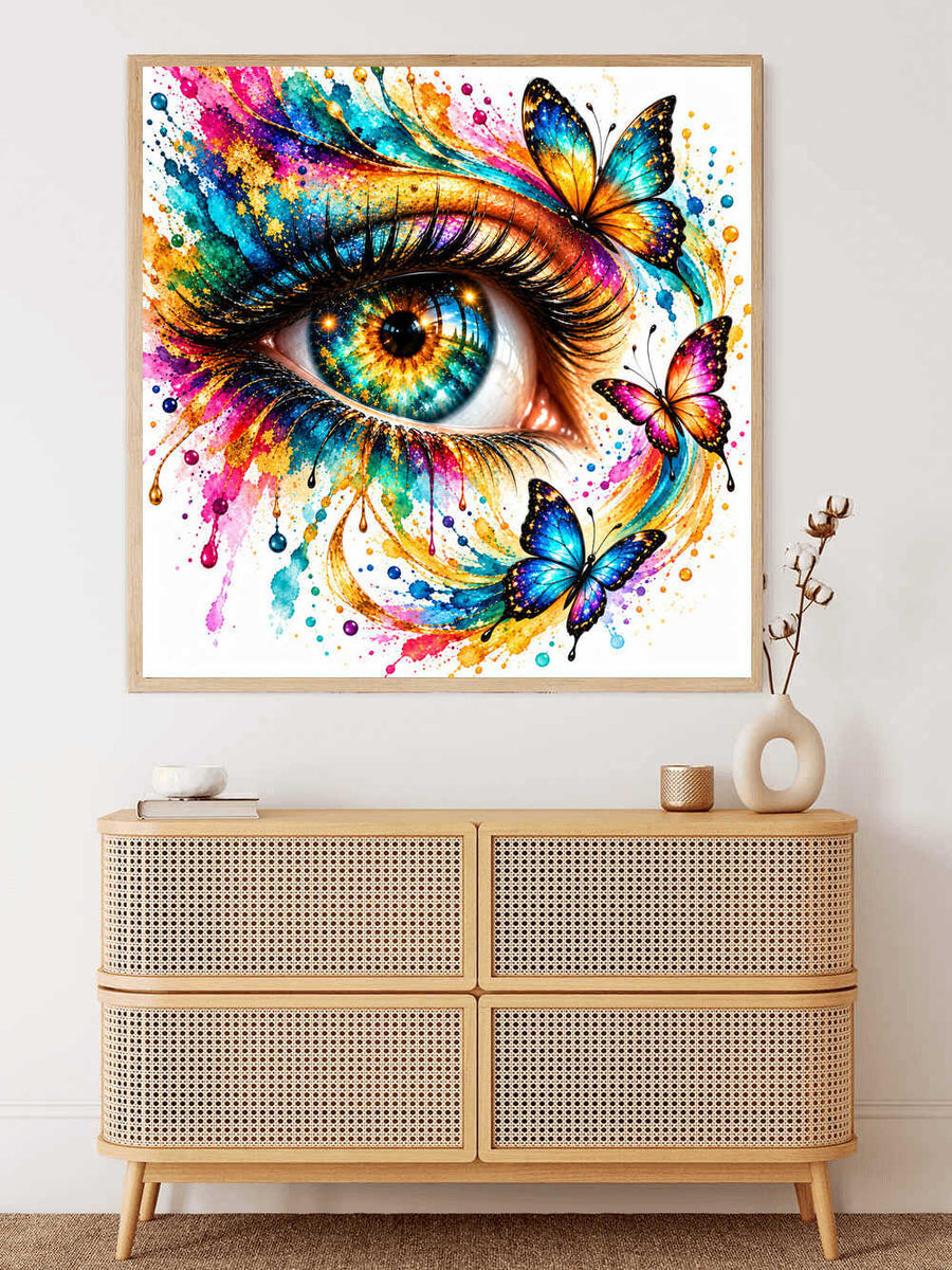 Colorful butterflies, eye — Diamond Painting Kit, product view 2