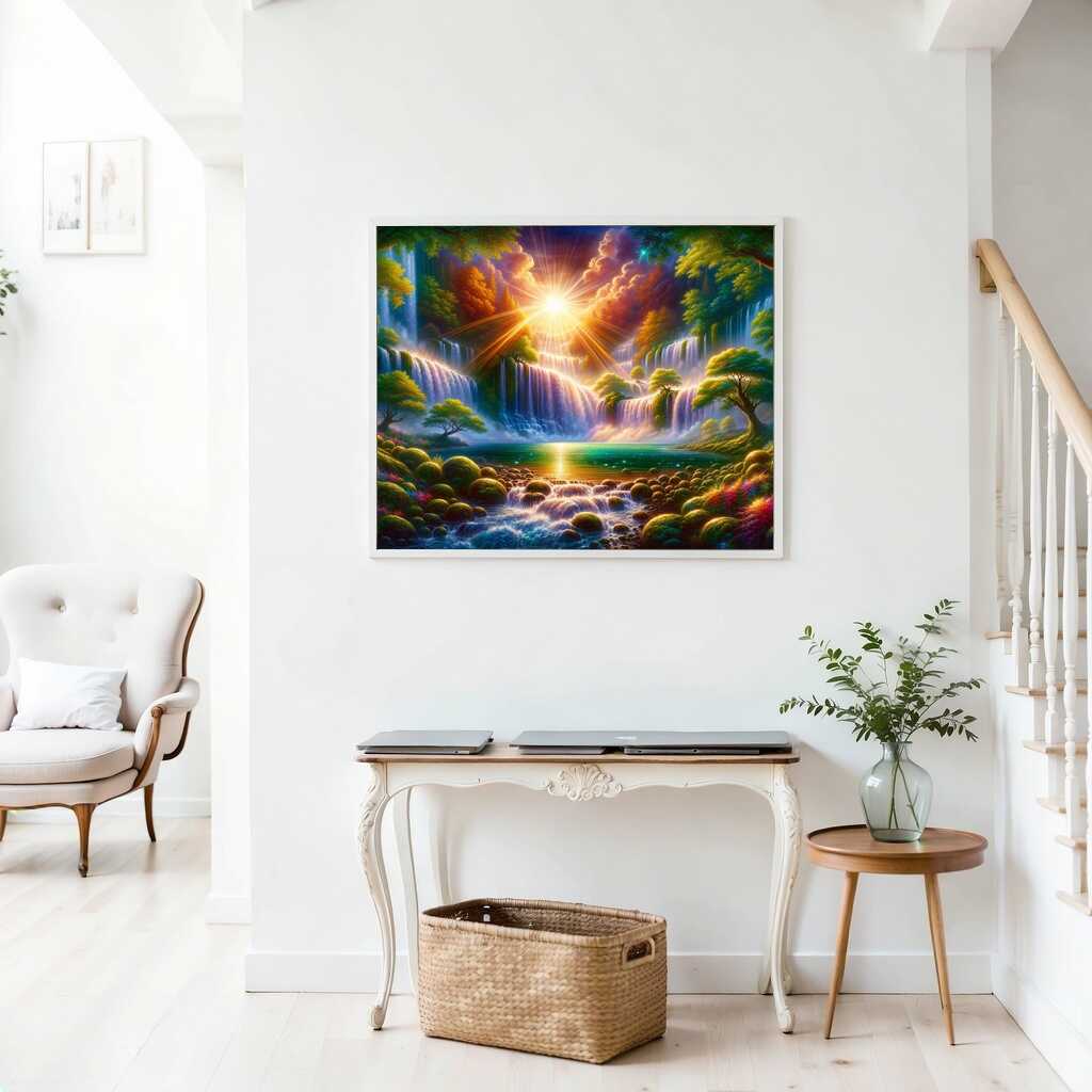 Cave with a Waterfall — Diamond Painting Kit, product view 2