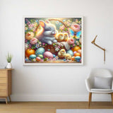 Bunny and Chick in a Basket — Diamond Painting Kit, product view 2