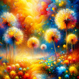 Abstract dandelions, colorful — Diamond Painting Kit design