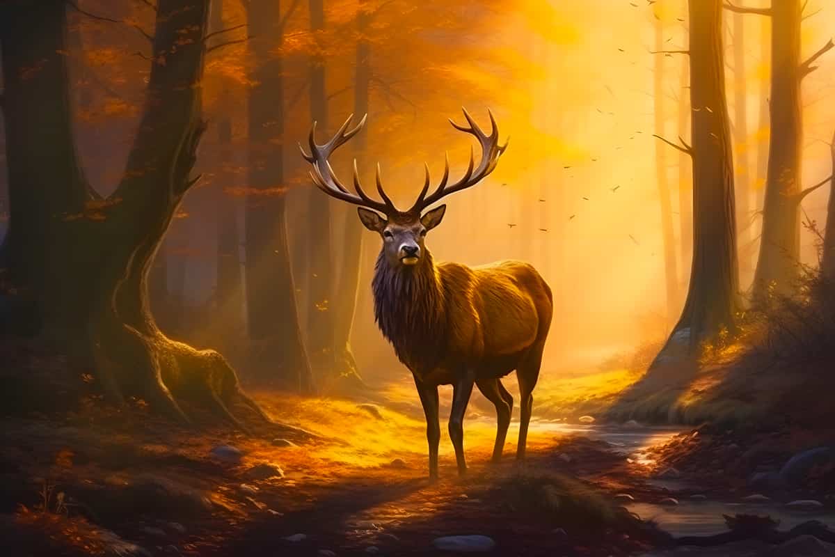 Deer in the golden forest — Diamond Painting Kit design