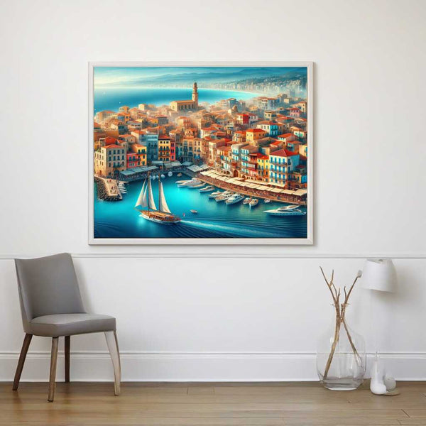 Sailboats in the Harbor Town — Diamond Painting Kit, product view 2