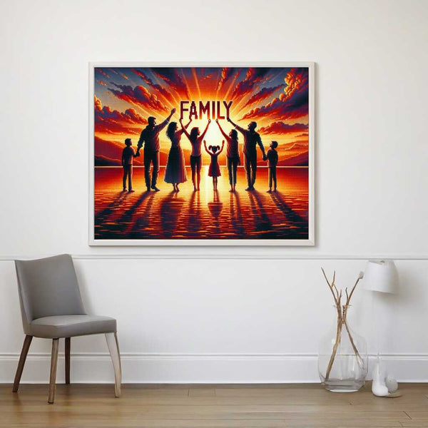 Family at Sunset — Diamond Painting Kit, product view 2