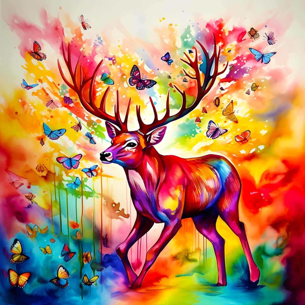 Colorful, glowing deer — AB Diamond Painting Kit design
