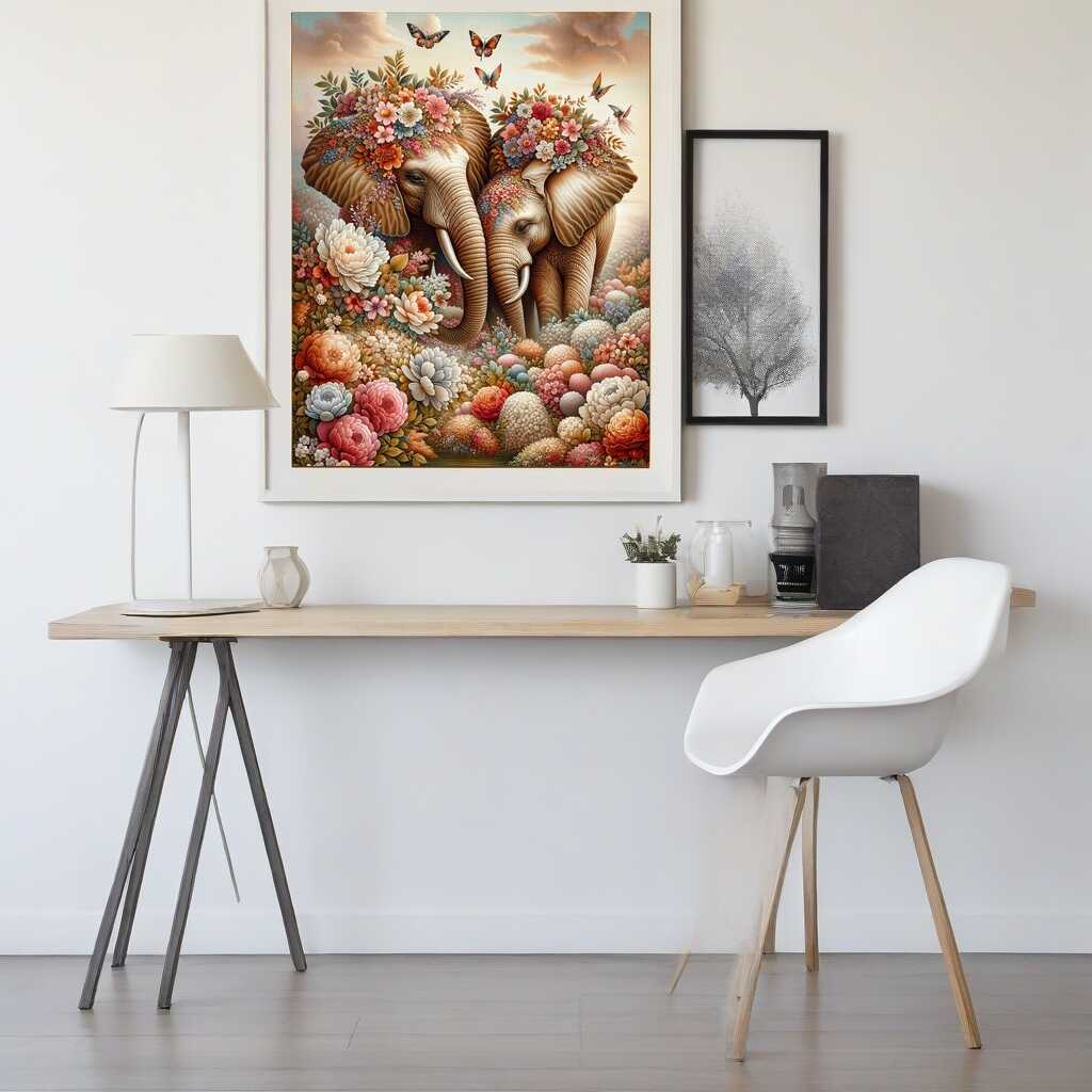 Flowery Elephants — Diamond Painting Kit, product view 2