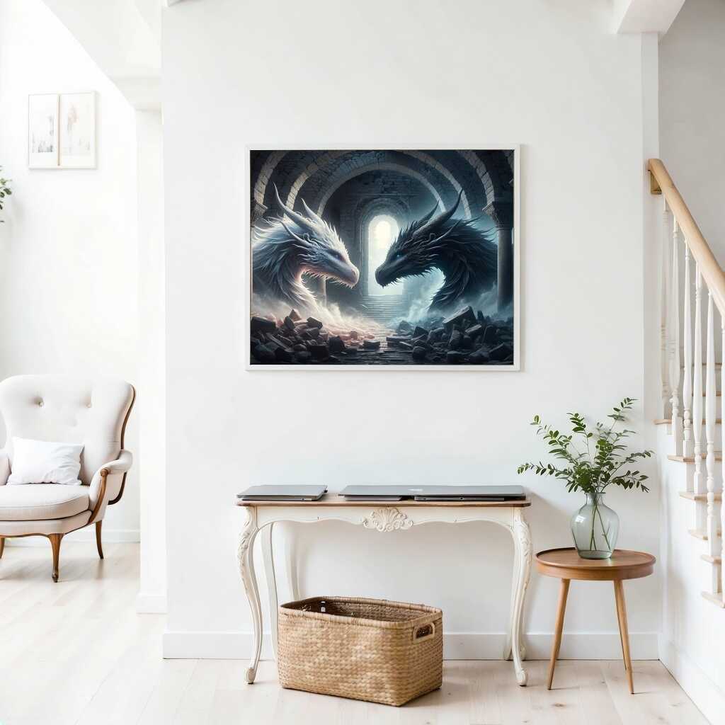 Dragons in Black and White — Diamond Painting Kit, product view 2