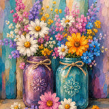 Colorful Flowers in Glass Vases — Diamond Painting Kit design