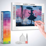 Dancing in Shadow and Rain, Street Art Style — Diamond Painting Kit, product view 3