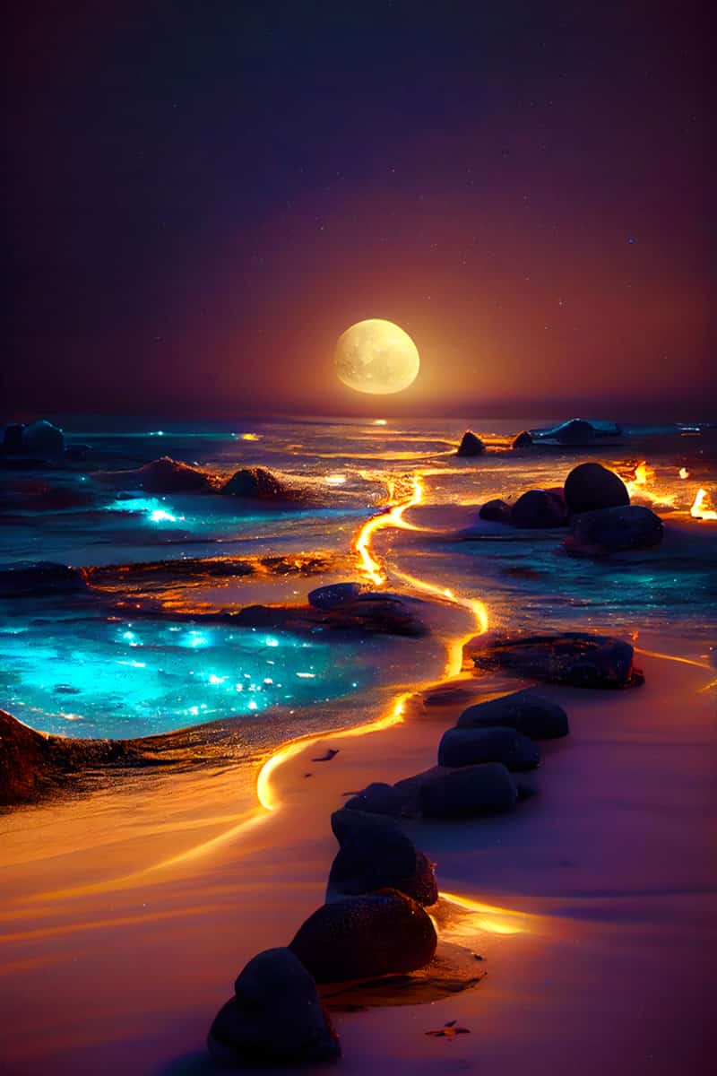 Light path on the beach — AB Diamond Painting Kit design