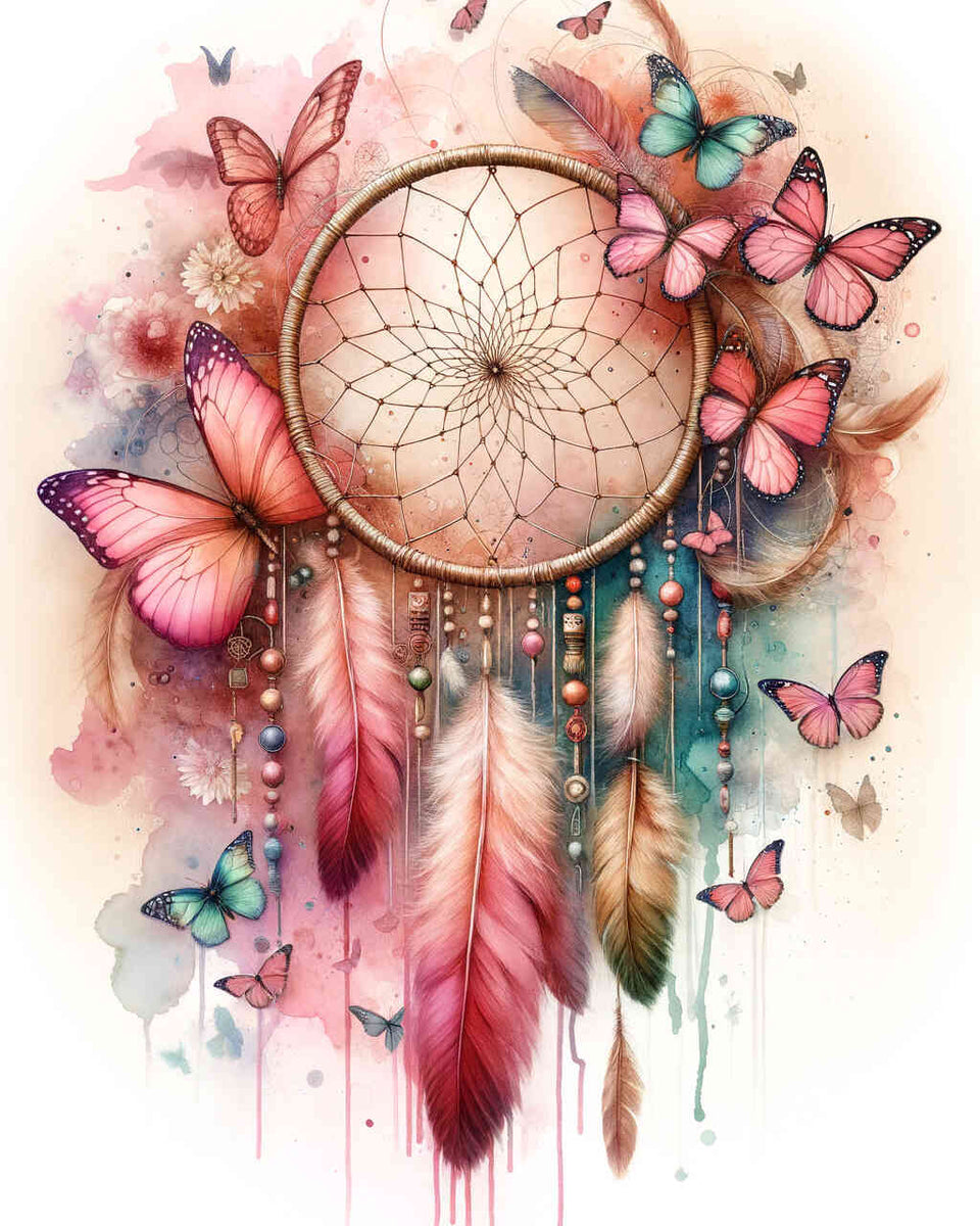 Butterflies and dreamcatcher — Diamond Painting Kit design