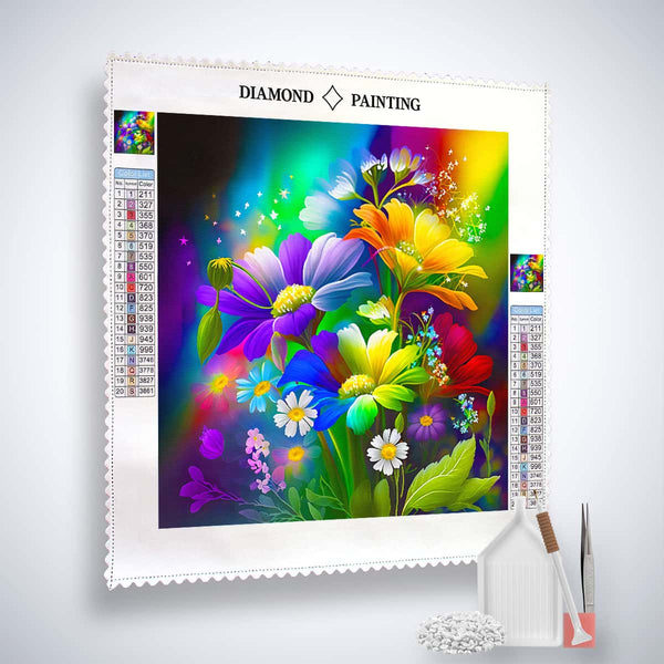 Rainbow Flowers — Diamond Painting Kit, product view 4