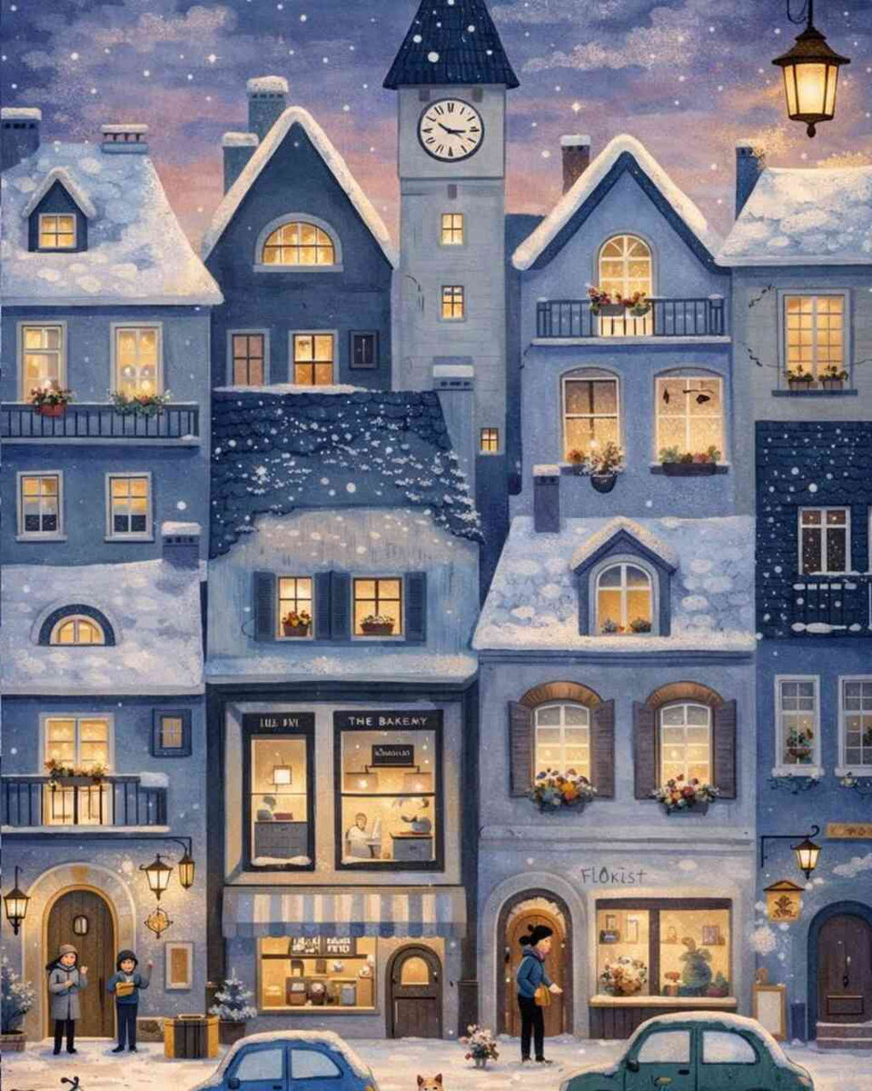 Winter Magic in the Old Town — Diamond Painting Kit design