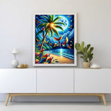 Parrots under a palm tree — Diamond Painting Kit, product view 2