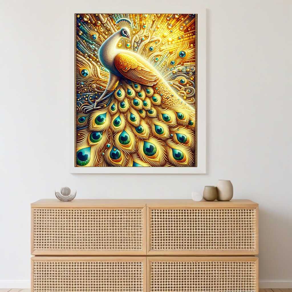 Golden Peacock — Diamond Painting Kit, product view 2