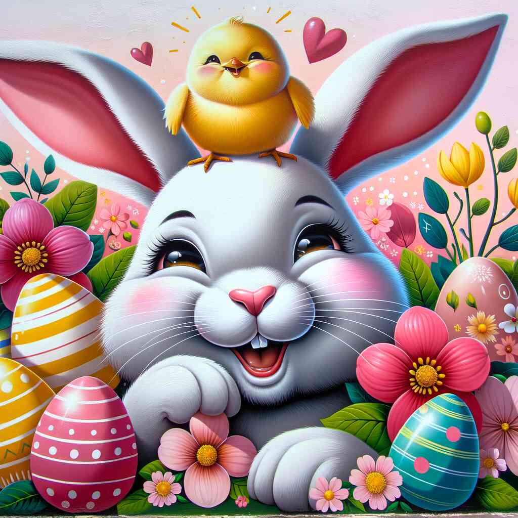 Easter Bunny with Chick — Diamond Painting Kit design