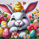 Easter Bunny with Chick — Diamond Painting Kit design