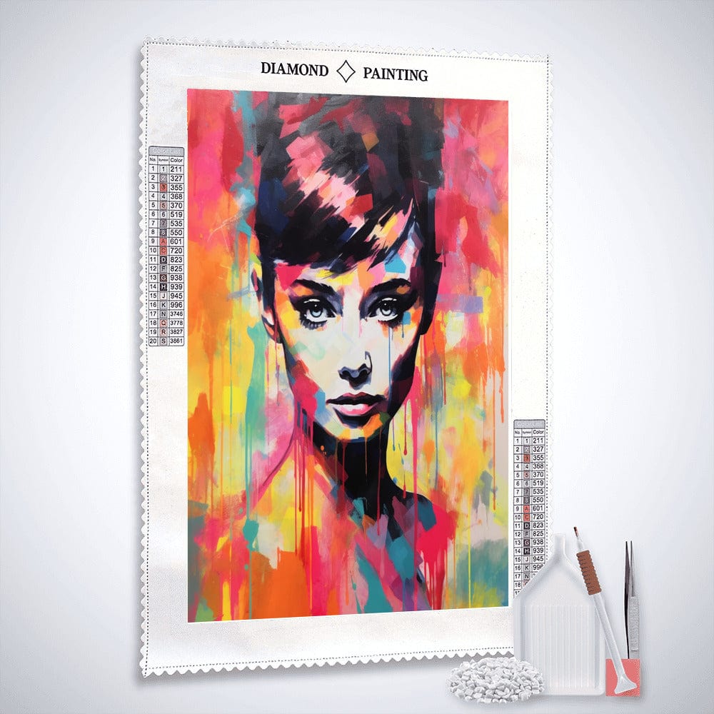 Pop portrait of Audrey Hepburn — Diamond Painting Kit, product view 2