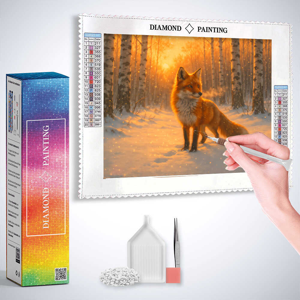 Fox in the Winter Morning — Diamond Painting Kit, product view 3