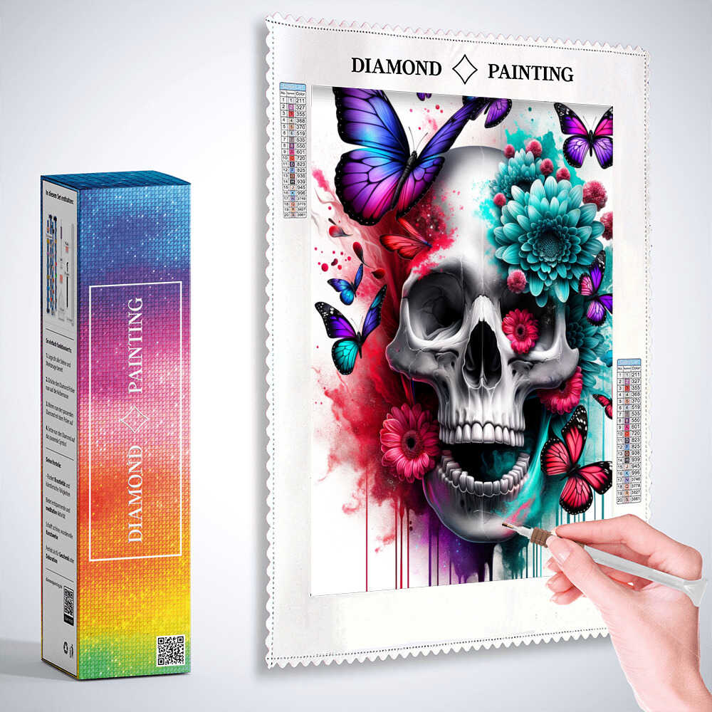 Butterflies with skull — Diamond Painting Kit, product view 2