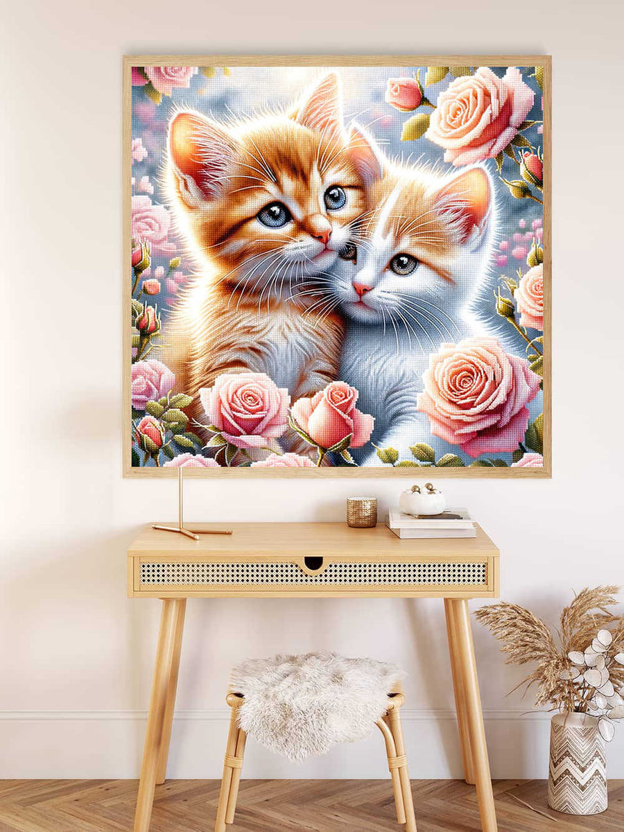 Kitten cuddling — Diamond Painting Kit, product view 2