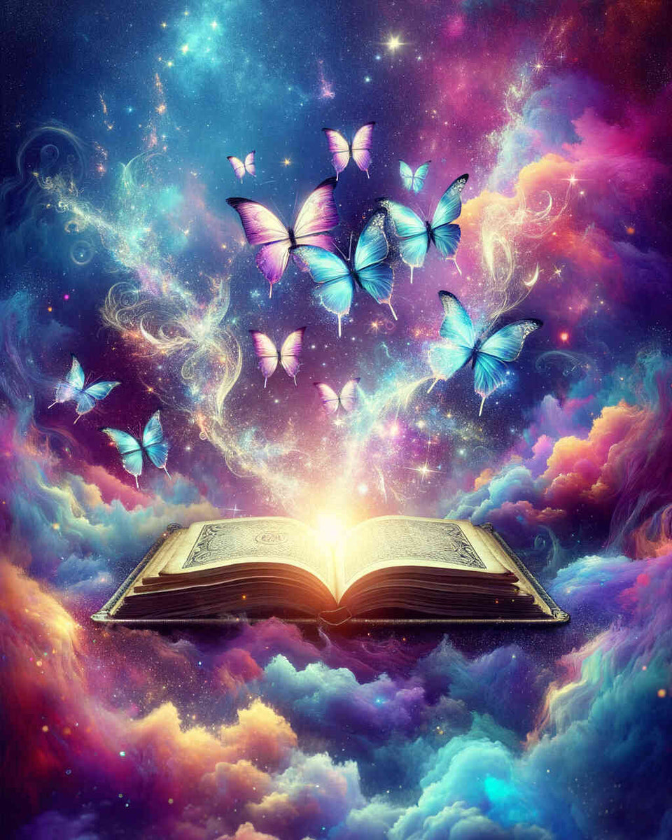 Butterflies and magic book — Diamond Painting Kit design