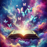 Butterflies and magic book — Diamond Painting Kit design