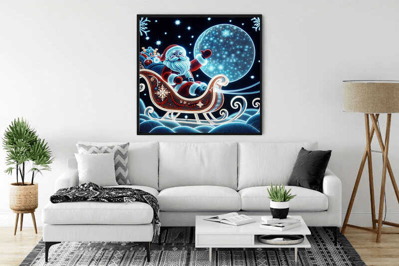 Merry Christmas Santa Claus in sleigh — Diamond Painting Kit, product view 2