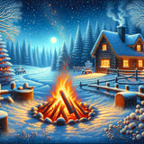 Winter Campfire — Diamond Painting Kit design