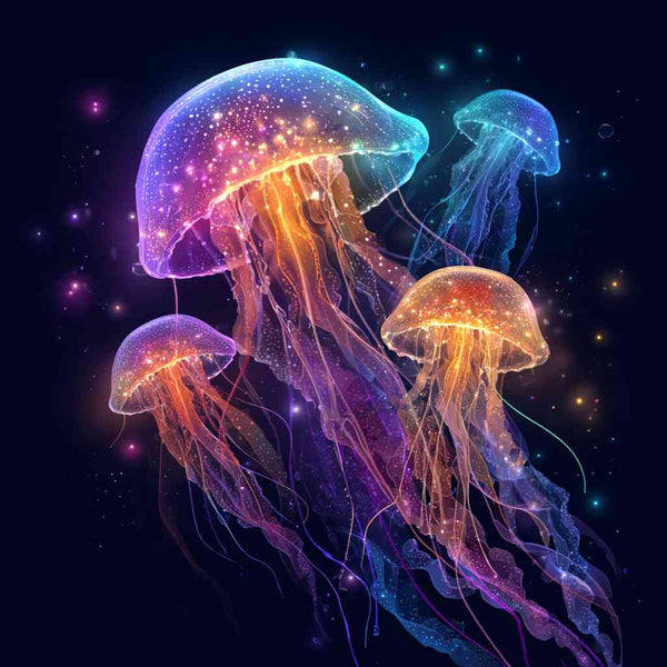 Glowing Jellyfish Dreams — Diamond Painting Kit design