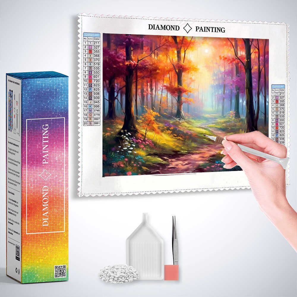 Enchanted Forest in Morning Light — Diamond Painting Kit, product view 3