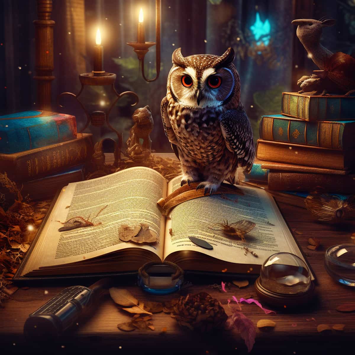 Owl with book and candles — Diamond Painting Kit design