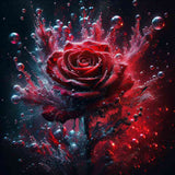 Red rose surrounded by water — Diamond Painting Kit design