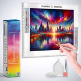 Abstract city, skyline — AB Diamond Painting Kit, product view 3