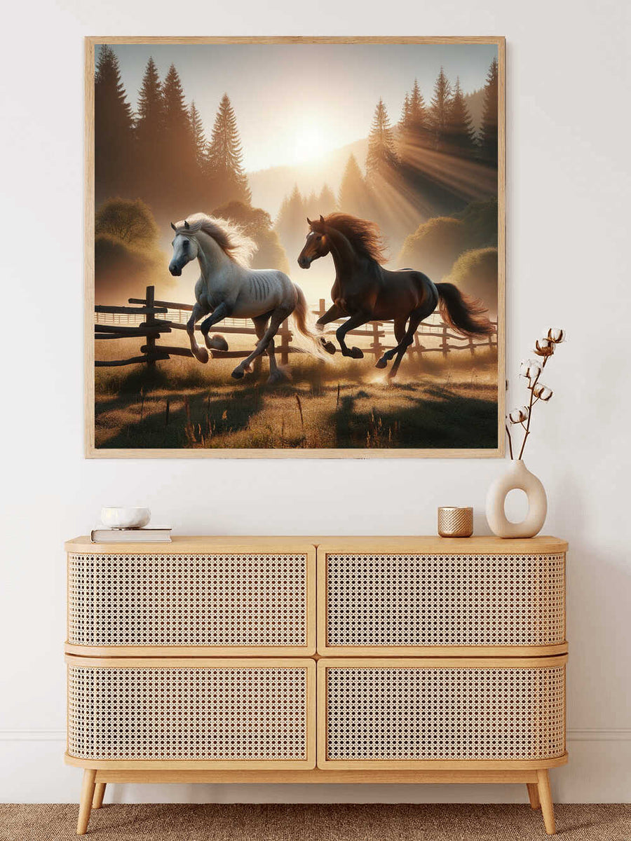 Two Horses Running Free — Diamond Painting Kit, product view 2