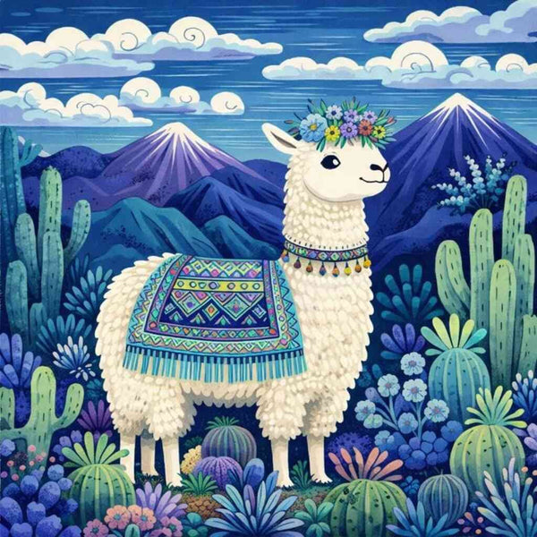 Alpaca Joy in the Andes — Diamond Painting Kit design