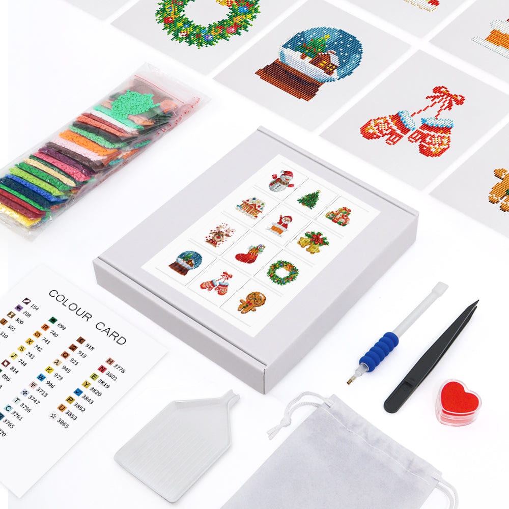 Festive Magic, Set of 12 — Mini Diamond Painting Set, product view 2