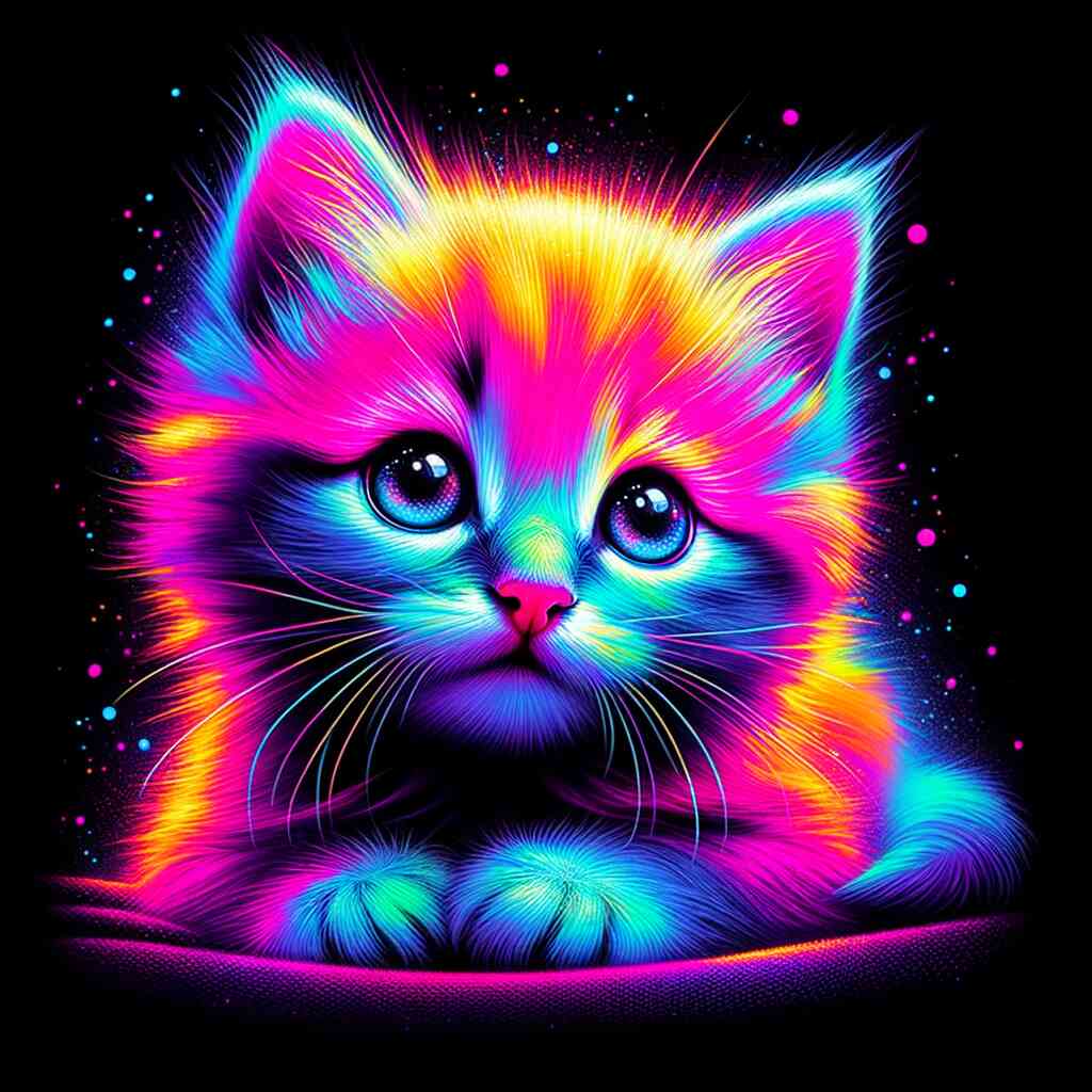 The Neon Wonder Kitten — Diamond Painting Kit design
