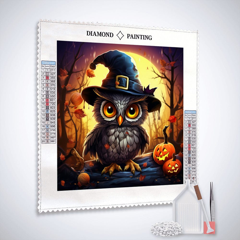 Owl with pumpkin — Diamond Painting Kit, product view 2
