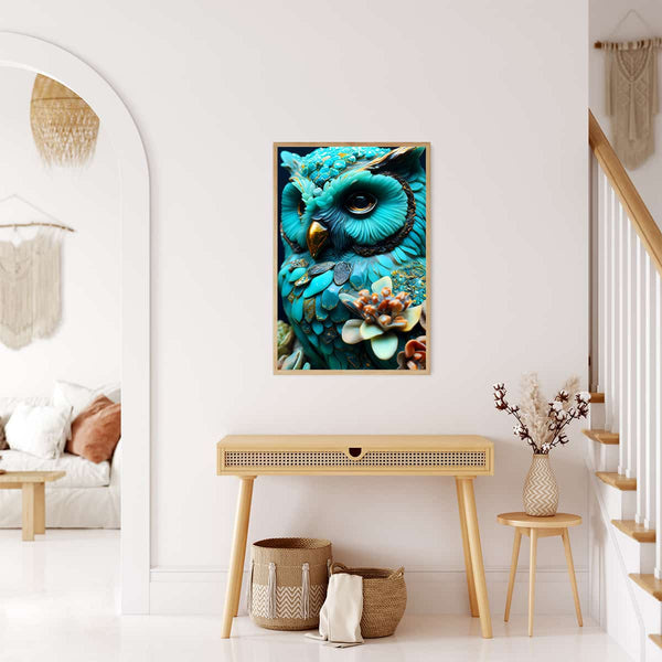 Owl Turquoise — Diamond Painting Kit, product view 2