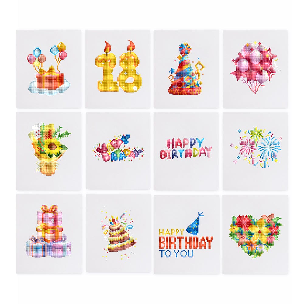 Birthday Joy, Set of 12 — Mini Diamond Painting Set design