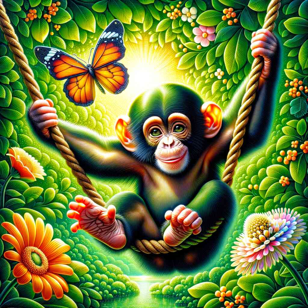 Little chimpanzee chilling — Diamond Painting Kit design