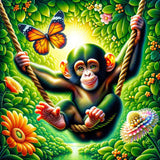 Little chimpanzee chilling — Diamond Painting Kit design