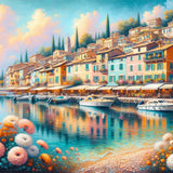 Mediterranean Harbor Town — Diamond Painting Kit design