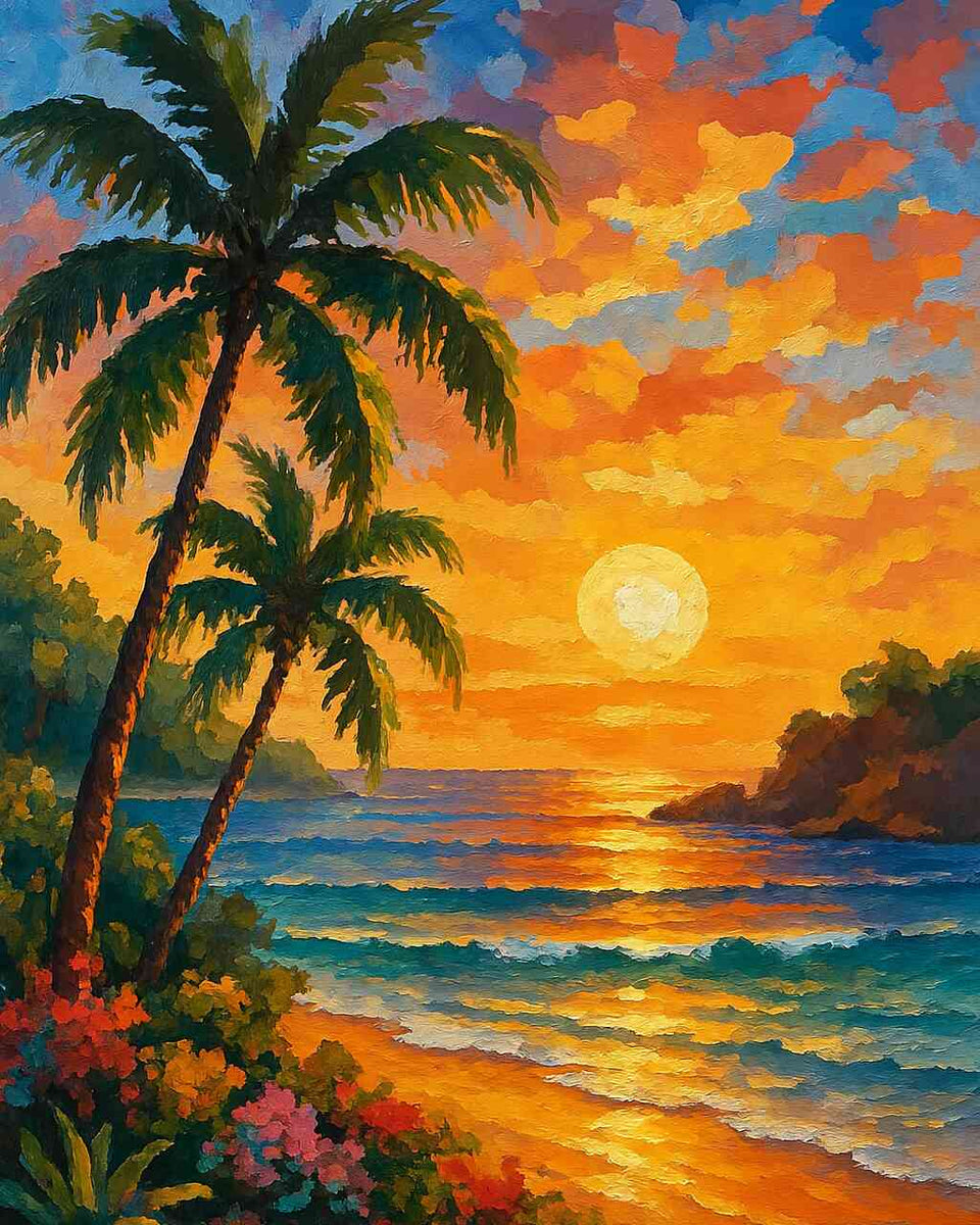 Golden Evening by the Sea — Diamond Painting Kit design