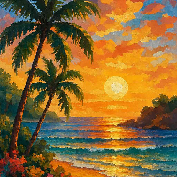Golden Evening by the Sea — Diamond Painting Kit design