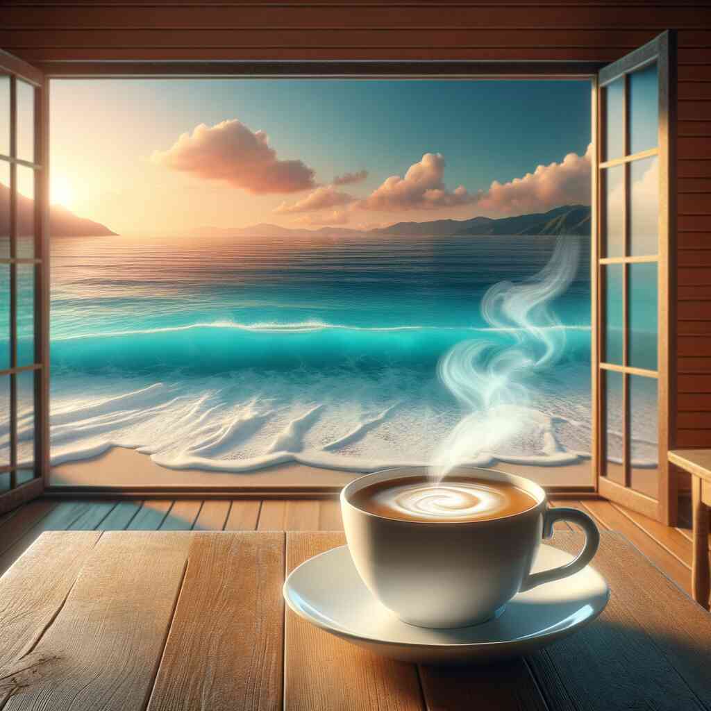 Coffee by the Sea — Diamond Painting Kit design